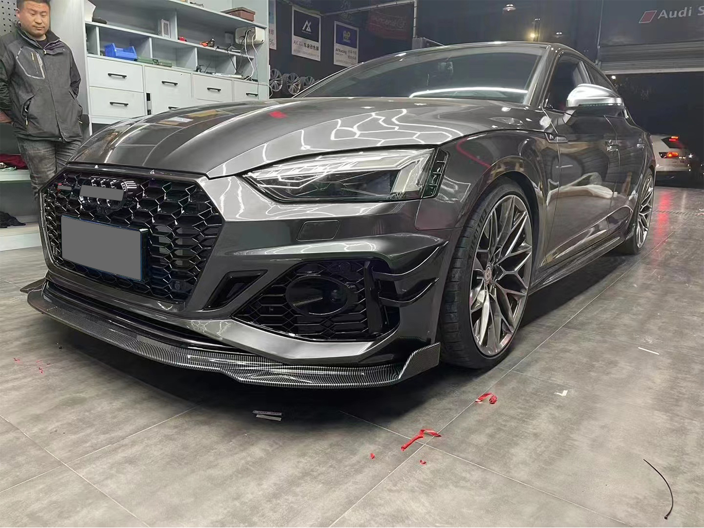 PP материал Audi A5 до RS5 Широкий корпус 2020-2023 Передний задний бампер решетка Боковые юбки