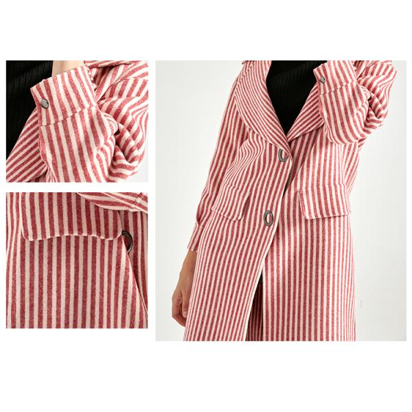 Long Big Lapel Women's Casual Winter Coats , Woolen Overcoat For Ladies