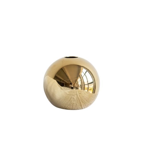 Gold Mirror Sphere Vase for Modern Home Decor
