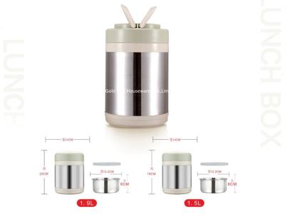Travel presents office convenient food thermos cup 1.5 litres customized logo green color stainless steel food flask