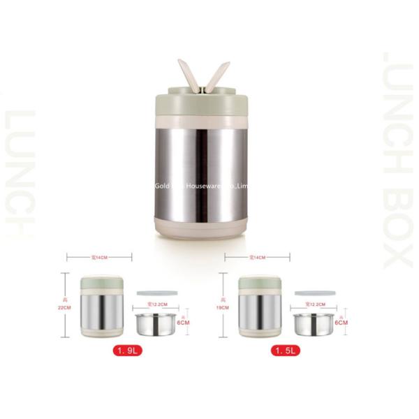 Travel presents office convenient food thermos cup 1.5 litres customized logo green color stainless steel food flask