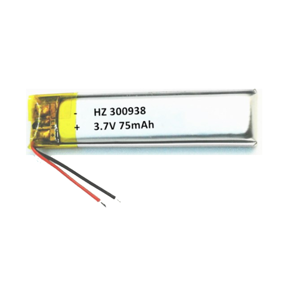 300938 3.7V 75mAh Li‑Polymer Battery for Wearable & Small Consumer Electronics