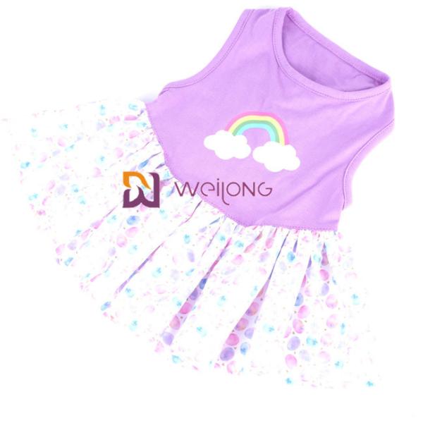 Customized CVC Jersey Rainbow Pet Dress Digital Print Pongee dog tutu skirt