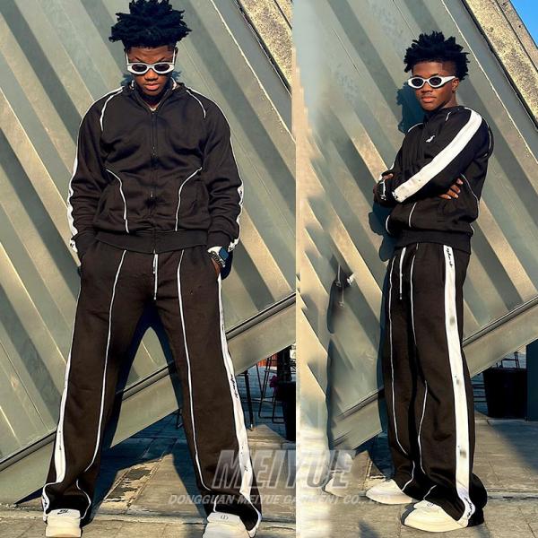 Embroidery Logotipo de hombres Traje de deporte reflectivo de hombres Trajes de correr de nylon Zip Up Servicio OEM