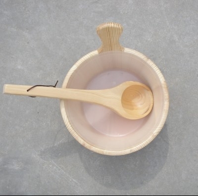 Steam Sauna Accessories Sauna Wooden Bucket And Spoon With Plastic Inner
