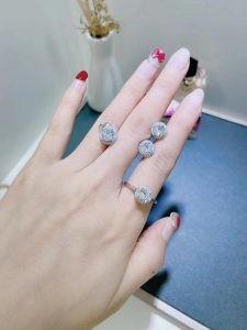 Wedding Anniversaries 925 Sterling Silver Rings Set 6.39G AAA Cubic Zriconia