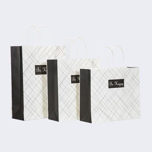 Embalaje de comida para llevar de colores personalizados sostenibles Bolsa de papel Kraft con mango 16x6x12 pulgadas