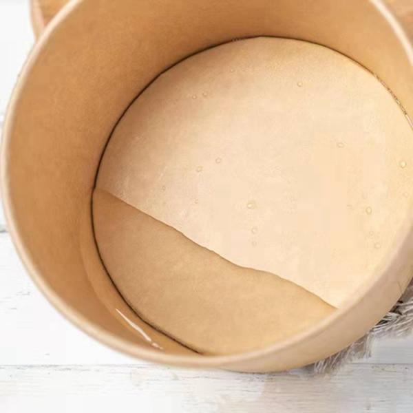 Disposable Kraft Paper Soup Cup Bowl With Paper Lid Take Away Lunch Packing Takeout Box