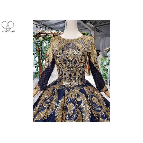 Luxury Navy Blue Tailor Made Prom Dresses Floor Length Beads Tassel Sparkly Lace