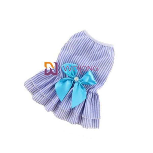 Customizable Color Poly cute dog dresses Satin Bow Cotton Seersucker