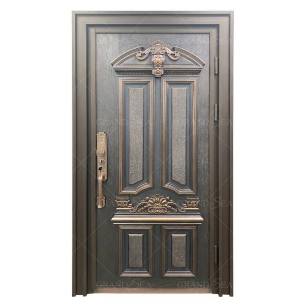 Guatemala Carved Design Cast Aluminum Low Price High Quality Main Front Security Steel Door for Commercial Buildings