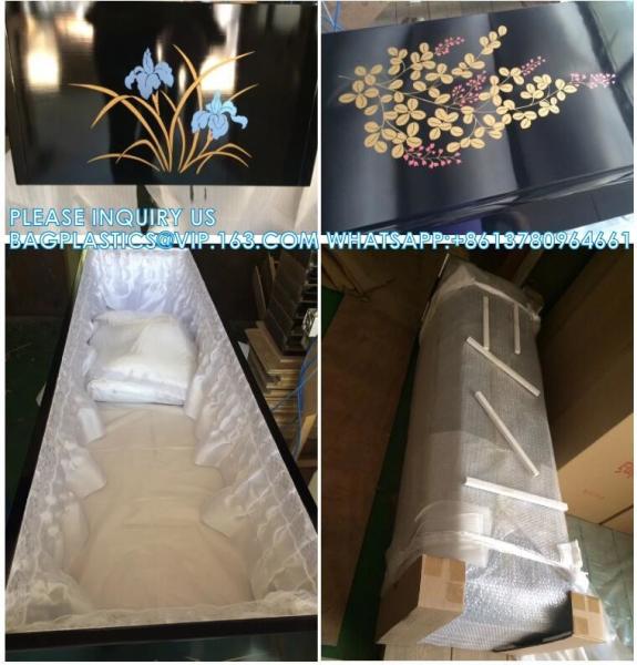 Japanese Plywood Casket Wooden Coffin With Flower Painting Casket Wooden Coffin OEM Japanese Wooden Coffin