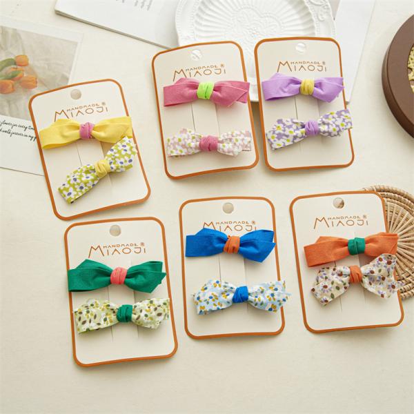 ins DIY girls accessories sweet floral fabric irregular bow duck mouth clip cute girl candy hair clip