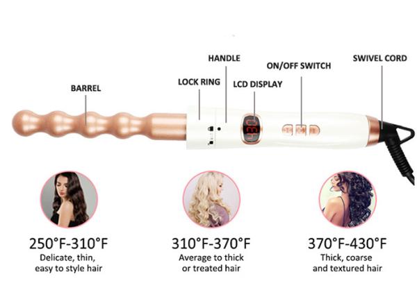 Interchangeable Ceramic Barrel Hot Hair Tool , 50HZ Hair Curler Wand Set