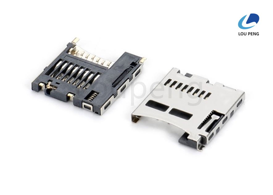 RoHS Compliant SD Holder Connector Plastic and Metal Construction with Insulation Resistance 1000 MΩ Minimum Durable