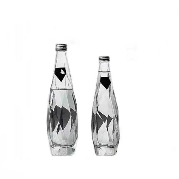 Transparent Rhombus Glass Bottle 350ml 500ml Custom Color Glass Collar Unique Design