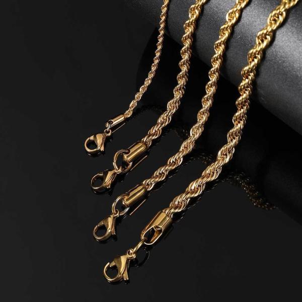 Engagement Stainless Gold Necklace Ggold Rope Chains For Men