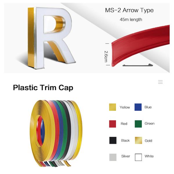 Waterproof Red Color Arrow Type Extrusion Profiles Plastic Edge 45m 1 Inch Plastic Trim Cap
