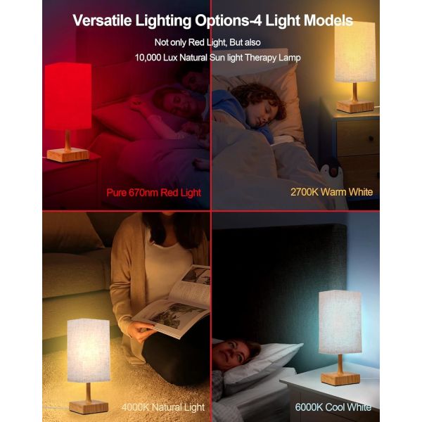 Remote Control 24W 670nm Red LED Therapy Light with Timer for Sleep Aid