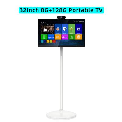 32 inch 8G+128G Portable TV, Ultra HD Experience, Battery-Powered Mobile Smart Screen - Rolling Display for Recipes & Workouts, Follow Me Screen