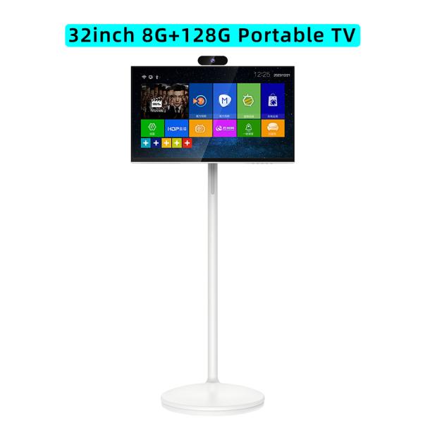 32 inch 8G+128G Portable TV, Ultra HD Experience, Battery-Powered Mobile Smart Screen - Rolling Display for Recipes & Workouts, Follow Me Screen