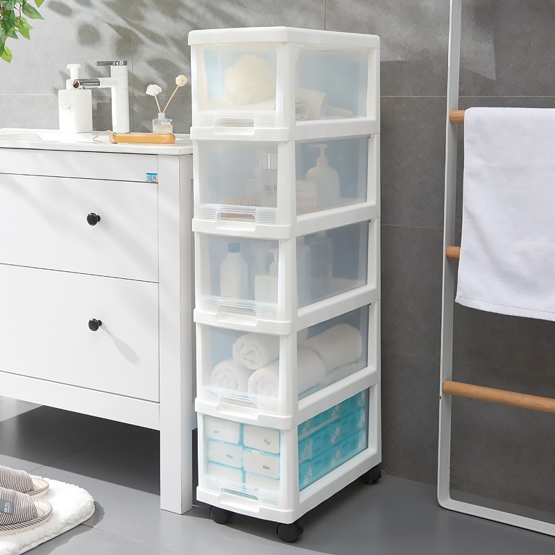 Wholesale Modern Minimalist Style Durable and Portable PP Shell with Metal Frame Tiered Plastic Storage Cabinet
