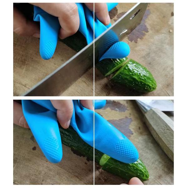 Blue Yellow Latex Industrial Bicolor Glove Home Flocked Chemical Resistance