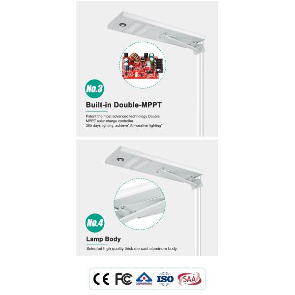 Polycrystalline 10V/40-60W Aluminum IP65 Integrated All In One Solar Street Light