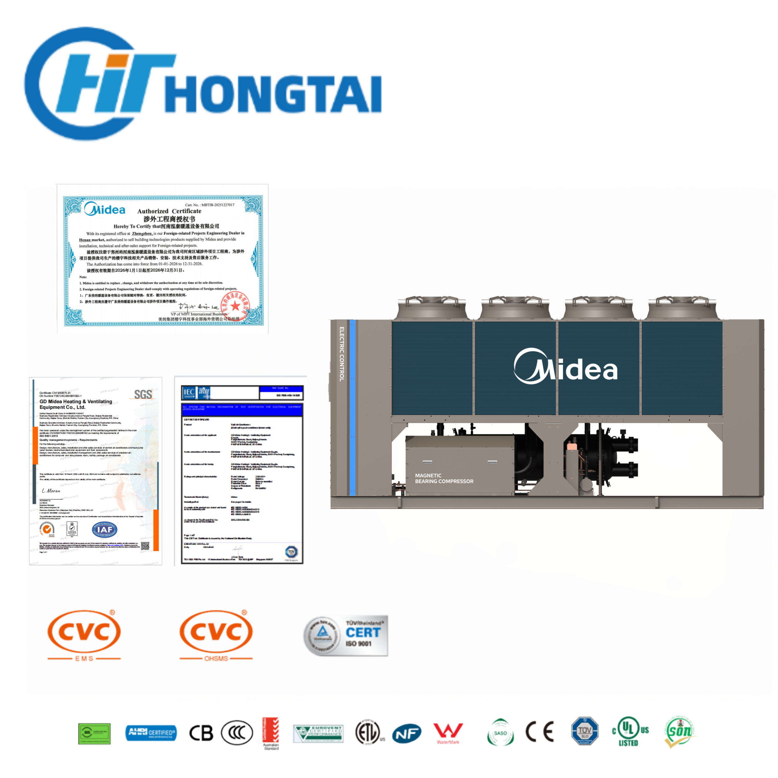 Air Cooled Screw Chiller 316-1,449 kW Variable-Speed Screw Triple Free Cooling R134a R513A T3 Certified