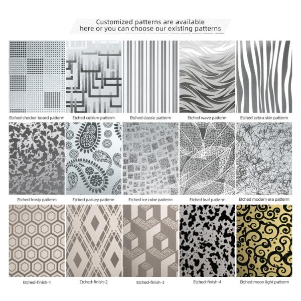 Gold Mirror Etched Stainless Steel Sheet 304 1219mm 2438mm Elevator Door