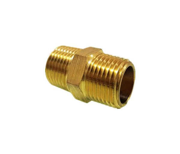 1/2 X 1/2 Brass Hex Nipple , 250F Npt Male Thread Brass Fittings Connector Pipe Adapter