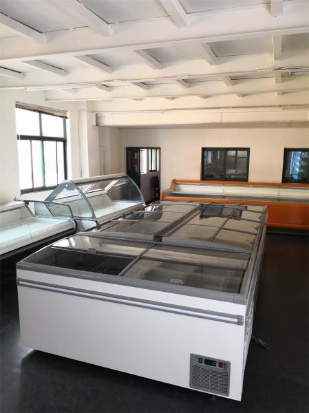Economia de energia refrigerando estática do congelador do gelado de porta deslizante do congelador da caixa do supermercado