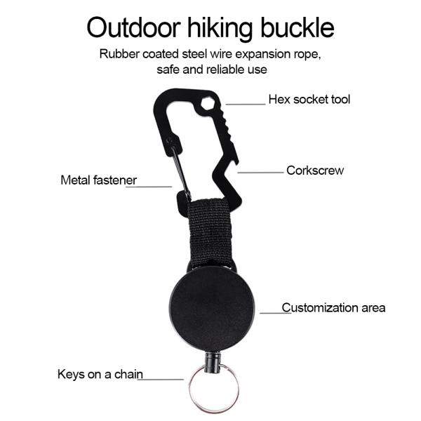 Деи значок катушка наружной тяжелой загрузки выдвижной ключевой цепь расширяемый карабинер 6875