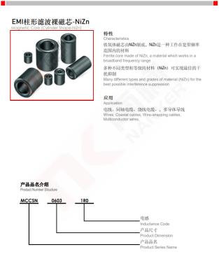 Cabos NiZn Ferrite Core Ring Cylinder Form EMI Filter Bare Core Série MCCSN ROHS