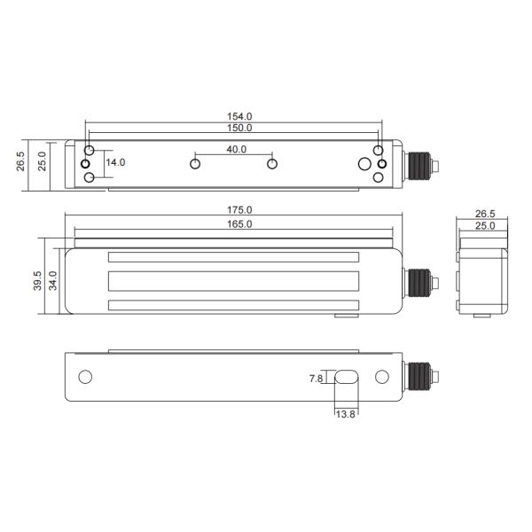 EL180SPW-5 Waterproof 180P magnetic lock with stainless steel series: COPPER(160KG) DC12V/CD24V 4-wire without LED