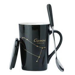 12 Constellation Custom Ceramic Mugs Coffee Tumbler Cups With Lid And Spoon