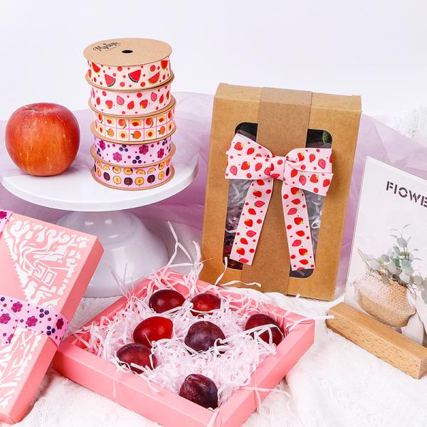 Single Face Printed Grosgrain Ribbon for Summer Fruits Craft Gift Box Packaging by MSD