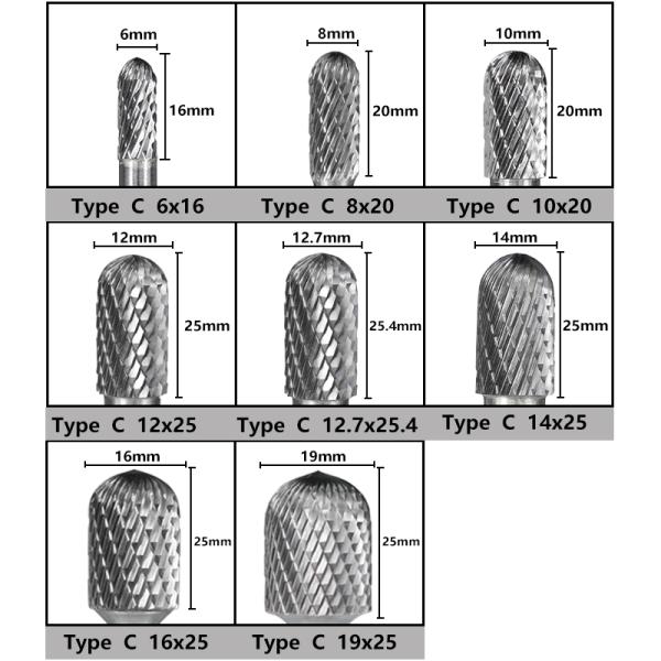 Тип A/B/C указал файл карбида хвостовика 6mm цилиндрический роторный для деревянного вырезывания