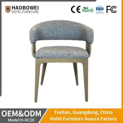 Customized Grey Fabric Armchair Upholstery Dining Chairs Solid Wood For Restaurant