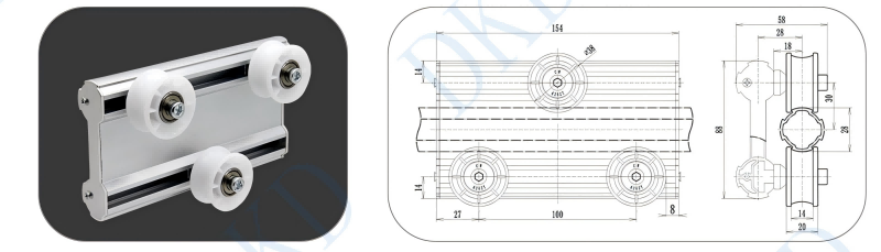 DYE28-38 Raccord de tube en aluminium industriel de haute qualité, rouleau de rainure de tube coulissant