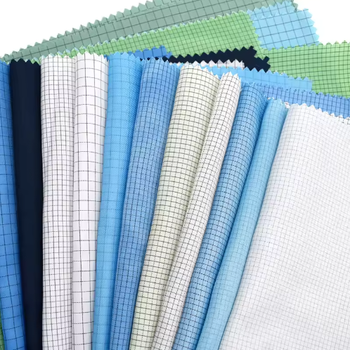 Industrial-grade anti-static woven fabric with conductive carbon fiber yarns, has passed ESD standard testing.