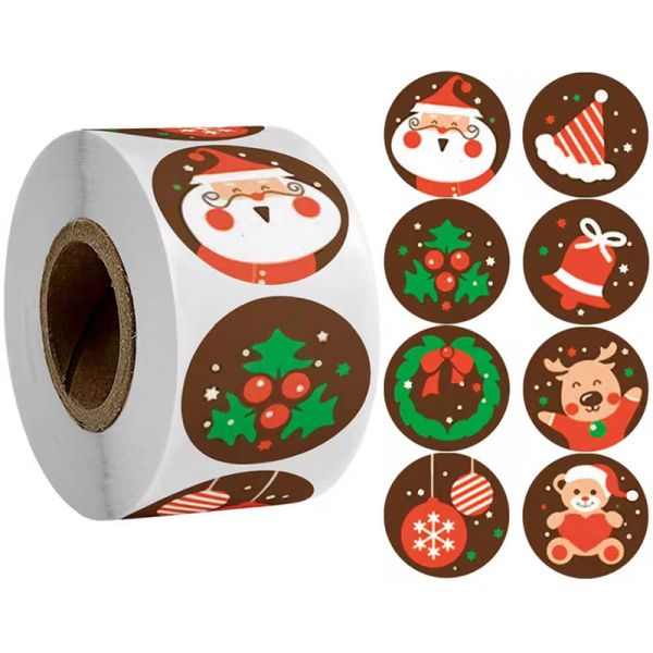 Personalised Round Merry Christmas PVC Label Sticker Labels For Card Gift Envelope Box