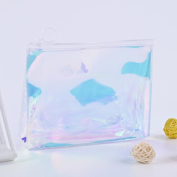 Low MOQ PVC Custom LOGO Pouch Travel Clear Zip Lock Cosmetic Bag with Customized Logo