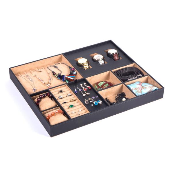 Organizador modular de cajones de joyería de cuero y terciopelo de primera calidad para armarios Modelo 23.05.00106