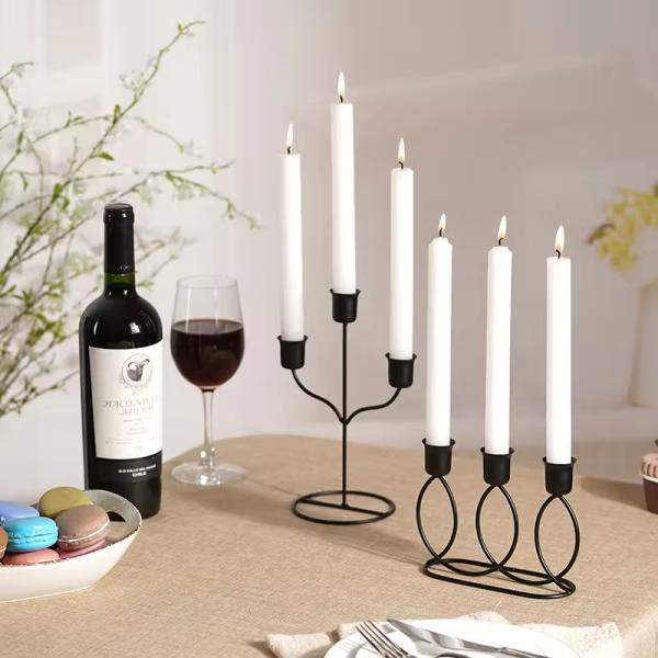 Modern Minimalist Black Creative Personalized Geometric Lines Restaurant Candlelight Dinner Home Decor Metal