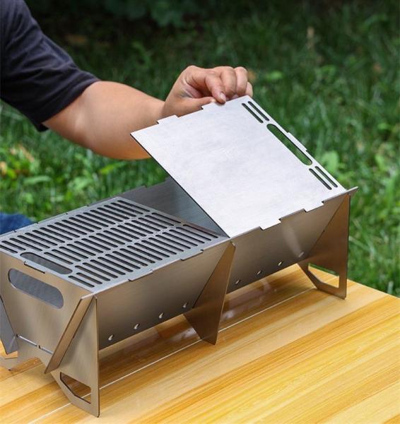 Fogo de campo de aço inoxidável de metal sob medida Forno de churrasco Grill de churrasco acabamento não revestido 54*21*23cm