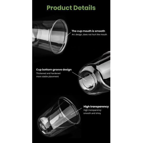 Custom U Shape Round Plastic Cup for Bubble Tea Ice Coffee Beverages