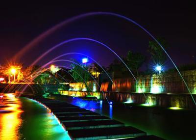 Stainless Steel Water Stream Fountain , Linear Water Fountain Computer Controlled