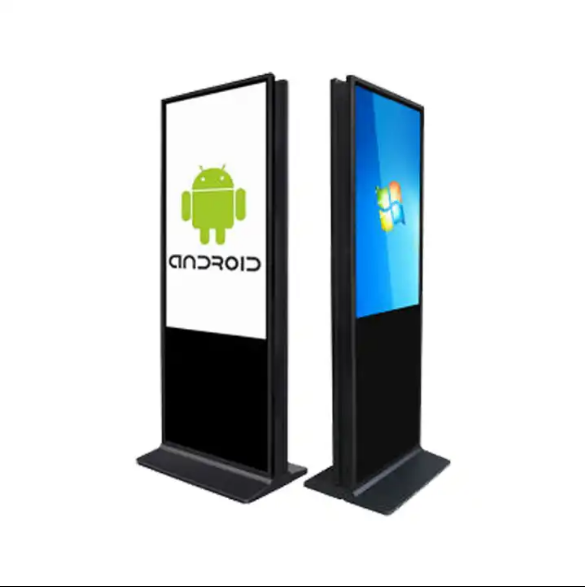 55-Inch Indoor Double-Sided Digital Signage with WiFi Standing Advertising Display Floor Stand for Elevators Animation Function