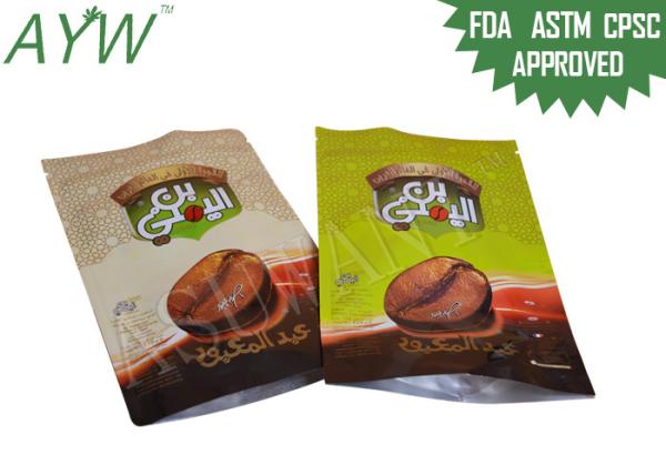 Reusable Clear Stand Up Zipper Pouch , Roasted Coffee Bean Packing Bag With Tear Notch